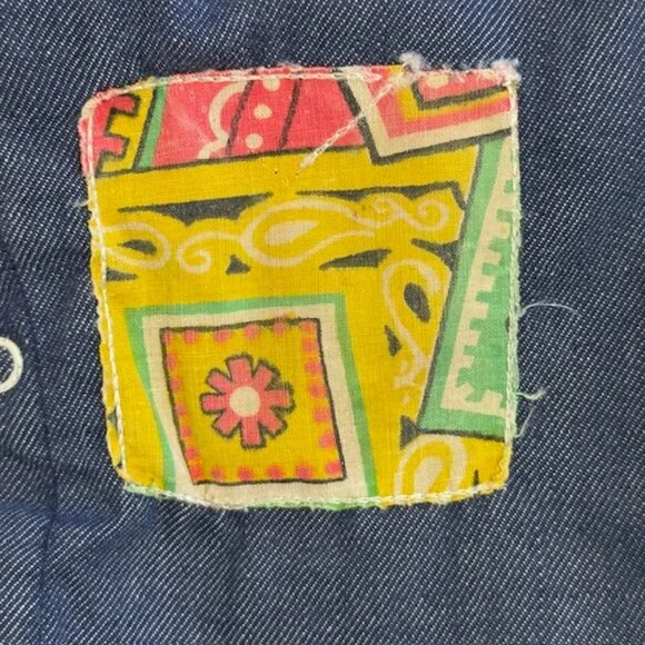 Vintage Bib Overalls Baby Boy Toddler 18M Blue Corduroy & Denim Button Up - Picture 5 of 6